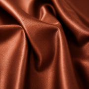Close-up of rich dark brown satin fabric, showcasing its smooth texture and luxurious sheen.